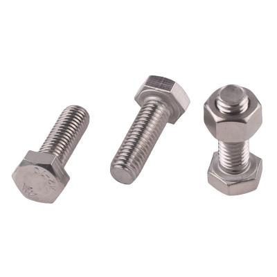 China Plain Finish DIN Standard Hex Head Bolts M5 M6 M8 for Heavy Duty Applications in Stainless Steel for sale