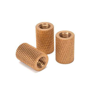 China Metric Measurement Stainless Steel Reticulated Pattern Molded Cylindrical Slotted Injection Brass Insert Nut for Toy for sale