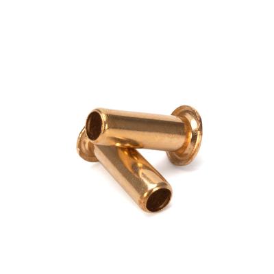 China ANSI/ASME Standard Steel DIN7339 Brass Eyelet Flat Head Hollow Tubular Rivets for Industrial Manufacturing Bright Finish for sale