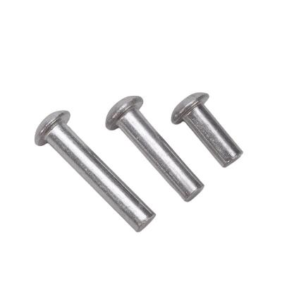 China ISO Standard Metric Aluminium Brass Solid Core Rivet Fastenal Flat Head Round Head Solid Mild Steel Copper Rivets with Bright Finish for sale