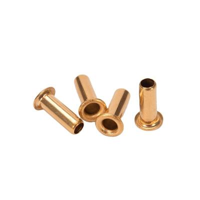 China Brass Metal Eyelets Hollow Rivet Nut Copper Through Hole Rivet Grommets Gb876 M0.9 M1.3 1.5 2 2.3 2.5 3 3.5 4 5 6mm Bright Finish for sale