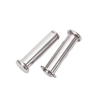 China DIN1444 Standard Clevis Pins Non-Thread Round Flat Head Safety Lock Pin with R Clip Hole in Custom Stainless Steel for sale