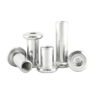 China M6 M8 Stainless Steel Flat Hex Socket Head Furniture Rivet Connector Insert Joint Sleeve Cap Nut for Furniture Fastening for sale