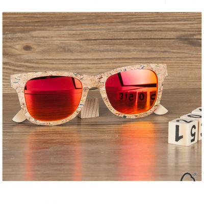 China Fashion Sunglasses High Quality UV400 Mirror Glass Polarized Cork Wooden Sunglasses With Glass Case for sale