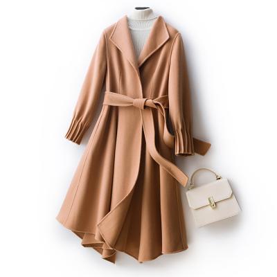 China Autumn Winter Korea Cashmere Long Coat Ladies Wool Jacket 100% Cashmere Coat Breathable 2021 Women for sale