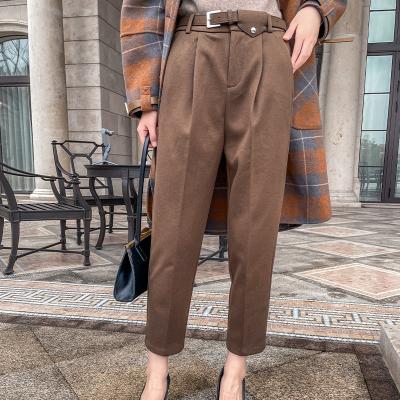 China HUIMEI QUICK DRY Women's Autumn Winter Casual Pants High Waist Solid Color Pants Pants Small Pants Nine Point Cigarette Pants for sale