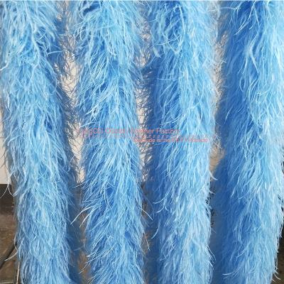 China Wholesale Ostrich Feather Factory Ostrich Feather Boas Decorative Blue Feather Boas 10 Ply 2 Meters For Banquet Party Decoration for sale