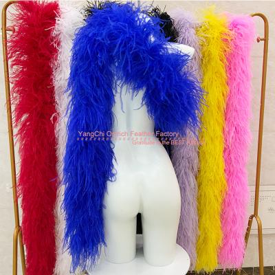 China Luxury import ostrich feather feather 4 ply 2 meter ostrich feather trim fringe ostrich feather boas for latin dress for sale