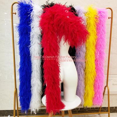 China Ostrich Fluffy Feather Proliferate Feather Fringe Trim Ostrich Boa Sewing Feather 15 Ply 2 Yards For Shoes for sale