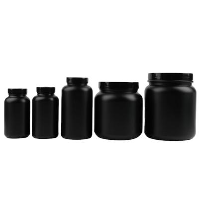 China Household Products 250ml 300ml 500ml 1250ml 1500ml Black Food Grade Jar HDPE Plastic Food Candy Milk Powder Bottle for sale