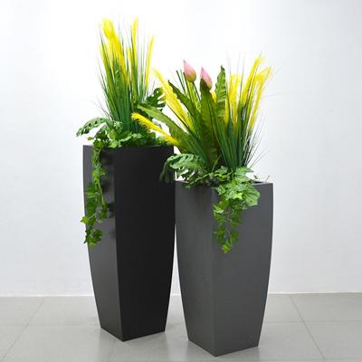 China Custom Colour Simple Modern Rectangular Metal Garden Nursery Planter Decorating Pots Stainless Steel Tank for sale