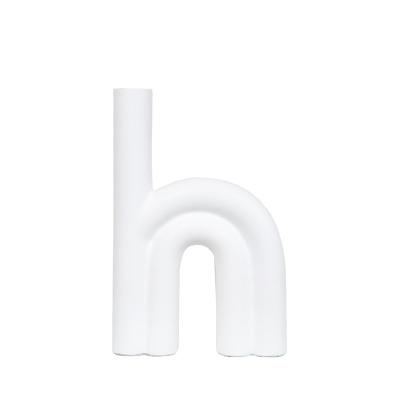 China Minimalist Nordic creative H letter shaped vase Nordic creative geometric vase ornaments H letter vase, for sale