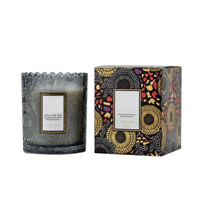 China Art Candle Lace Edge Embossed Soy Wax Scented Candle Indoor Creative Scented Niche Bedroom Smokeless Candle for sale