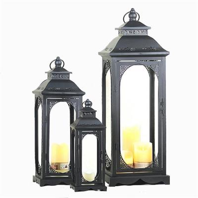 China Creative Romantic Small Size Metal Home Windproof Glass Lantern Candle Holder Iron Decoration Wind Lantern Candle Holder Small Size for sale