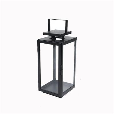 China Home Decoration Customizable Size Metal Lantern Stand Glass Candle Holder Small Size Outdoor Windproof Floor Lantern for sale