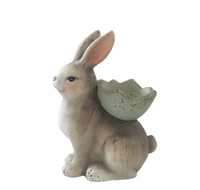 China Quality Guaranteed Traditional Rabbit Figurine Egg Holder Ceramic Easter Bunnies For Home Decoration for sale