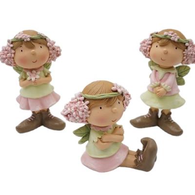 China Hot Sale Good Quality Traditional Polyresin Flower Fairies Ornaments Set/3 Spring Gifts For Home Decor Polyresin for sale