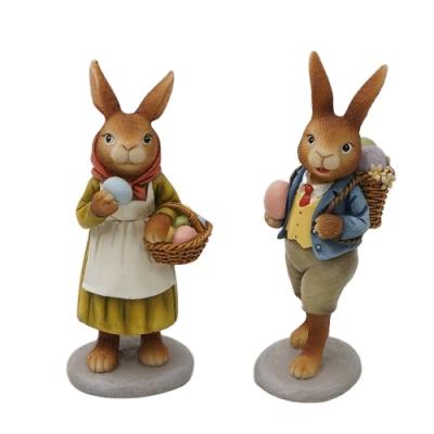 China Bunny Figurine Couple Rabbits Home Accessories, Garden Decoration Festival Fairy Tale Europe DELUX Resin Rabbit Rural Decor for sale