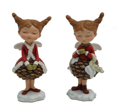 China Wholesale Cone Angel Girl Tabletop Home Decor Sculpture Resin Pine Figurine For Home Decoration for sale