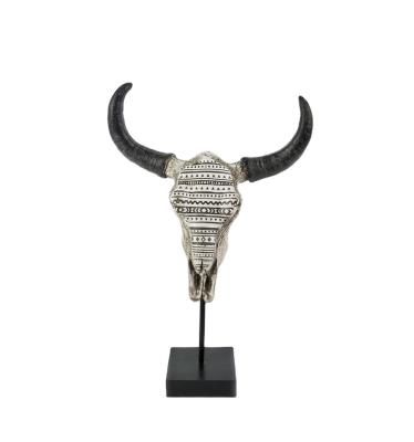 China Polyresin Longhorn Bohemian Bull Skulll Animal Decor Skulll Statues World Table Home Decor for sale