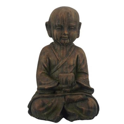 China MgO Art Decor Garden Accent Meditating Monk Buddha Figurine Statue, Zen Garden Monk Sculpture for sale