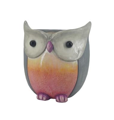 China Cartoon Chalk Planter, Owl Planter Animal Figurine Flower Pot, Polyresin Owl Planter Cute Garden Decor for sale