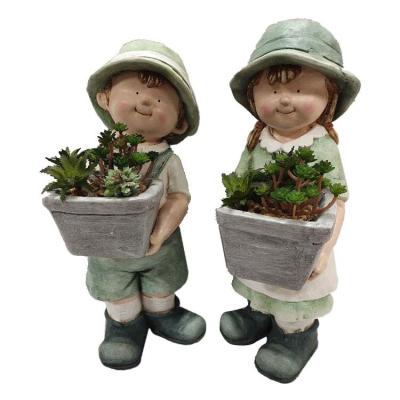 China Little kids art decor chalk cartoon kids with flower pots garden&indoor decorations boy&girl planter chalk for sale