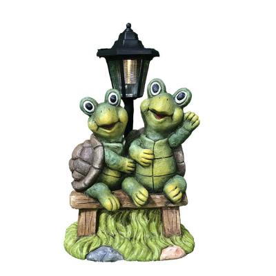 China 2021 hot sale farmhouse magnesia garden turtle with led light, resin garden statue ornaments for sale