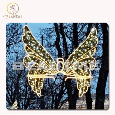 China IP65 110V 220V Outdoor Use Commercial Butterfly Pattern Reindeer Lights For Street Pole Park Garden Christmas Decorative for sale