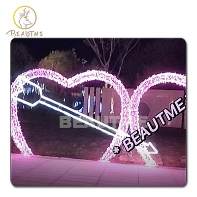 China Commercial Use Customized Cupid's Arrow and Heart Wedding Led Lights Outdoor 3D Heart Pattern Light Pattern Lights in Plaza and Shopping Mall for sale