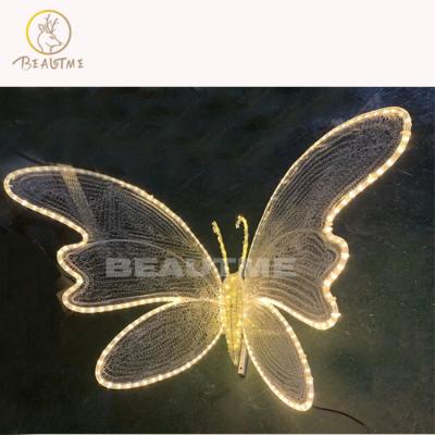 China Decoration Style 39.5inch 3D Butterfly Shape 3D Pattern Light With ABS Material Led Rope Light Holiday Lights Decoration Garden Park Wall IP65 for sale