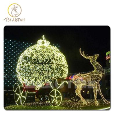 China Commercial High Brightness Large Reindeer Carriage Pattern Light Factory Direct Sales Factory Use Horse-Drawn Carriage Led 3D Christmas Pattern Lights for sale