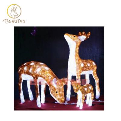 China Outdoor 3D Reindeer Shape Pattern Light Deer Family Holiday Light Sculpture DC24V Christmas Halloween Festival for sale