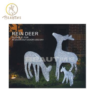 China Outdoor 3D Reindeer Shape Pattern Light Deer Family Holiday Light Sculpture DC24V Christmas Halloween Festival for sale