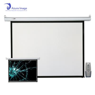 China 4:3 Mask Projection Screen 150 Inch Electric Wall Mounted LED Strip Video Fiberglass Cloth for sale