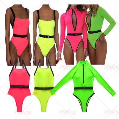 China Breathable Wholesale Fluorescence Bikinis Woman Swimwear Sleeve Zipper Bikini Set 2021 for sale