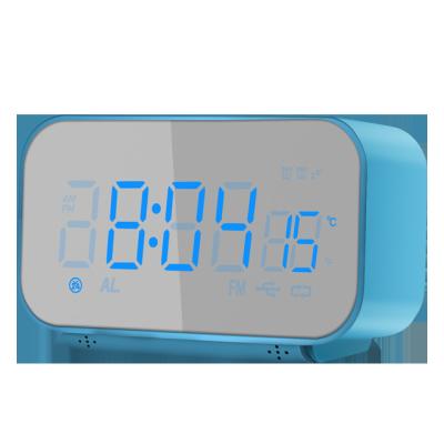 China LBR14301 Style USB Charger Temperature Radio Tooth Speaker LED Large Display Antique Blue Digital Alarm Clock Multiple Function for sale