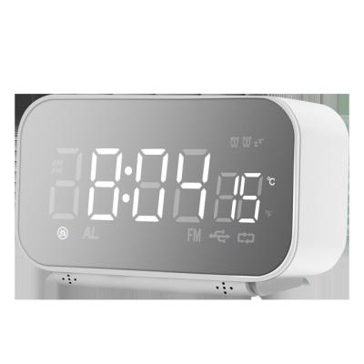 China Antique Style LBR14301 USB Charge Two 12/24 Hour LED Music Temperature Display FM Radio Digital Alarm Clock Blue Tooth Speaker Alarm Setting for sale