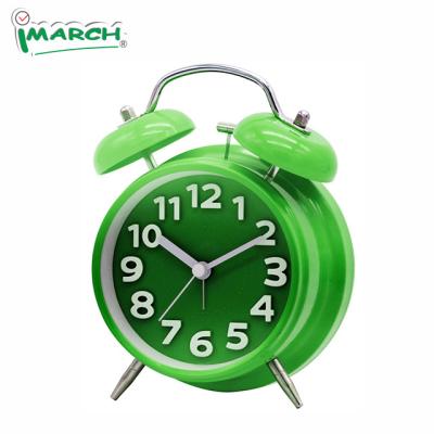 China Imarch Antique Green Style High Quality Chinese Factory Home Decorate 3D Number Large Metal Twin Bell Loud Clock for sale