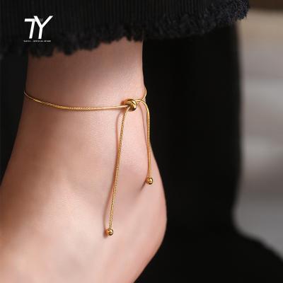 China FASHIONABLE Minimalist Bone Chain Snake Gold Color Design Arc Titanium Steel Anklet For Woman 2022 Fashion Sexy Anklet Korean Girl Jewelry for sale