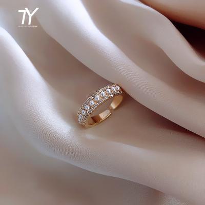 China 2022 New Fashion Pearl Opening Fashion Simple South Korean Women's Exquisite Gift Ring Student Jewelry Finger Ring Girlfriends Exquisite Ring for sale