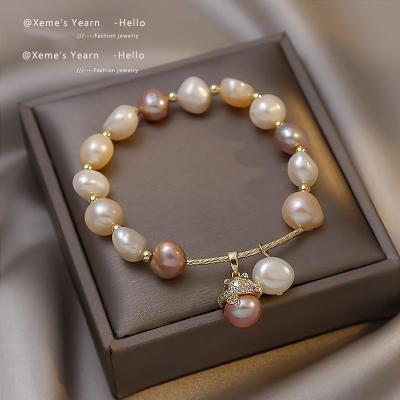 China FASHIONABLE Design Sense Lucky Cat Baroque Natural Pearl Charm Bracelet Student Party Gift Jewelry for Woman Girls Elegant Pearl Accessories for sale