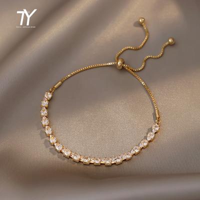 China FASHIONABLE luxury premium Zircon pull charm adjustable bracelets for woman 2022 Korean fashion jewelry simple wedding party girl bangle for sale