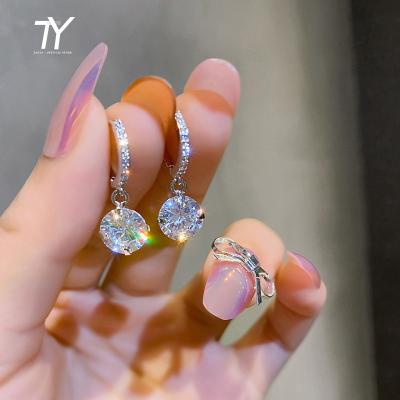 China FASHIONABLE Wholesale Hot Selling Rhinestone Inlaid Zircon Dangle Women's S925 Silver Stud Earrings Trendy Jewelry Accessories for sale