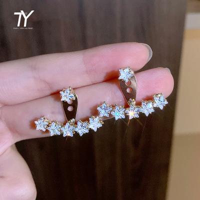 China Wholesale FASHIONABLE 18K Gold Plated Copper Alloy Inlaid Zircon Method Star Shaped Earrings Accessories Multi Wearing Exquisite Jewelry for sale