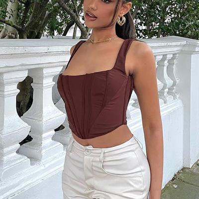 China 2layer Tank Tops Womens Breathable White Elastic Corset Boning Tank Top For Ladies for sale