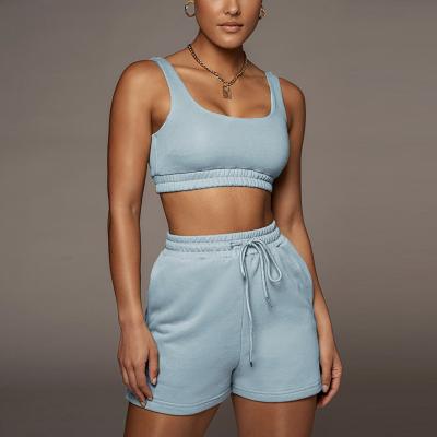 China Breathable Biker Shorts Set Jogger Tank Top And Shorts Womens Set Shorts Tracksuit Lounge Wear Casual Two Piece Ladies Females Womens, Women for sale