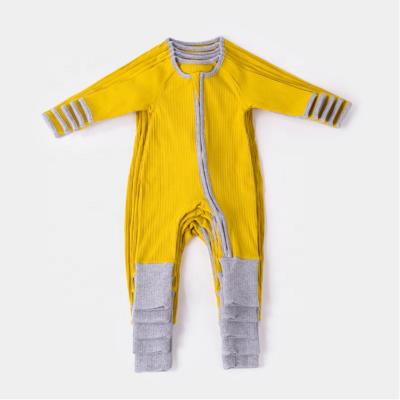 China Wholesale Spandex/Cotton Girl Rompers Clothing 100% Organic Cotton Set Long Sleeve Baby Jumpsuit With Zipper Te koop