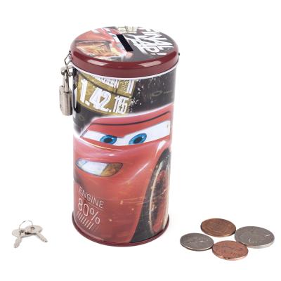 China Tin + Tinplate Plastic Round Boxes With Keys Round Clamshell Piggy Banks Storage Boxes Gift Cans Storage Tins for sale