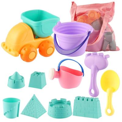 China Beach Fun Sand Enjoy Beach Toys Sandbox Toys with Sand Truck Bucket Shovels Rakes Beach Castle Molds Water Boxed Storage Bag for sale